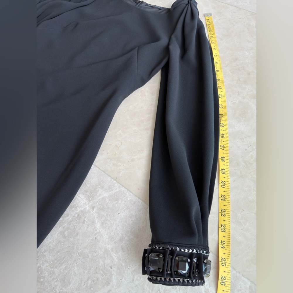 Vintage Elie Tahari Black Long Sleeve Dress with Embellished Cuffs Size 4 - Picture 16 of 17